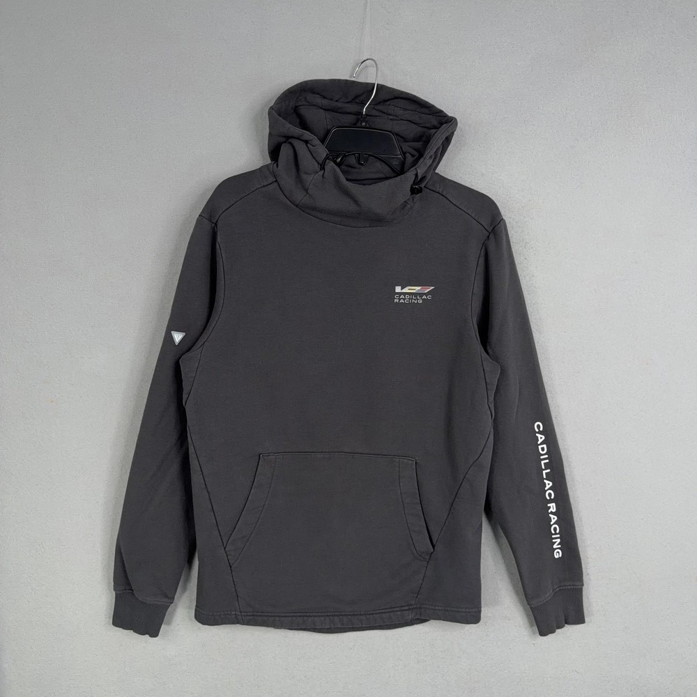 Cadillac Racing Hoodie Adult Small Gray Logo Fleece Pullover Sweatshirt